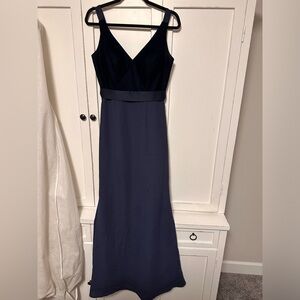 White by Vera Wang Navy Maxi Bridesmaid Dress